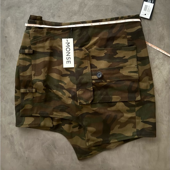 MONSE Asymmetric Deconstructed Camoflauge Mini Wrap Skirt with Pockets - Picture 6 of 9
